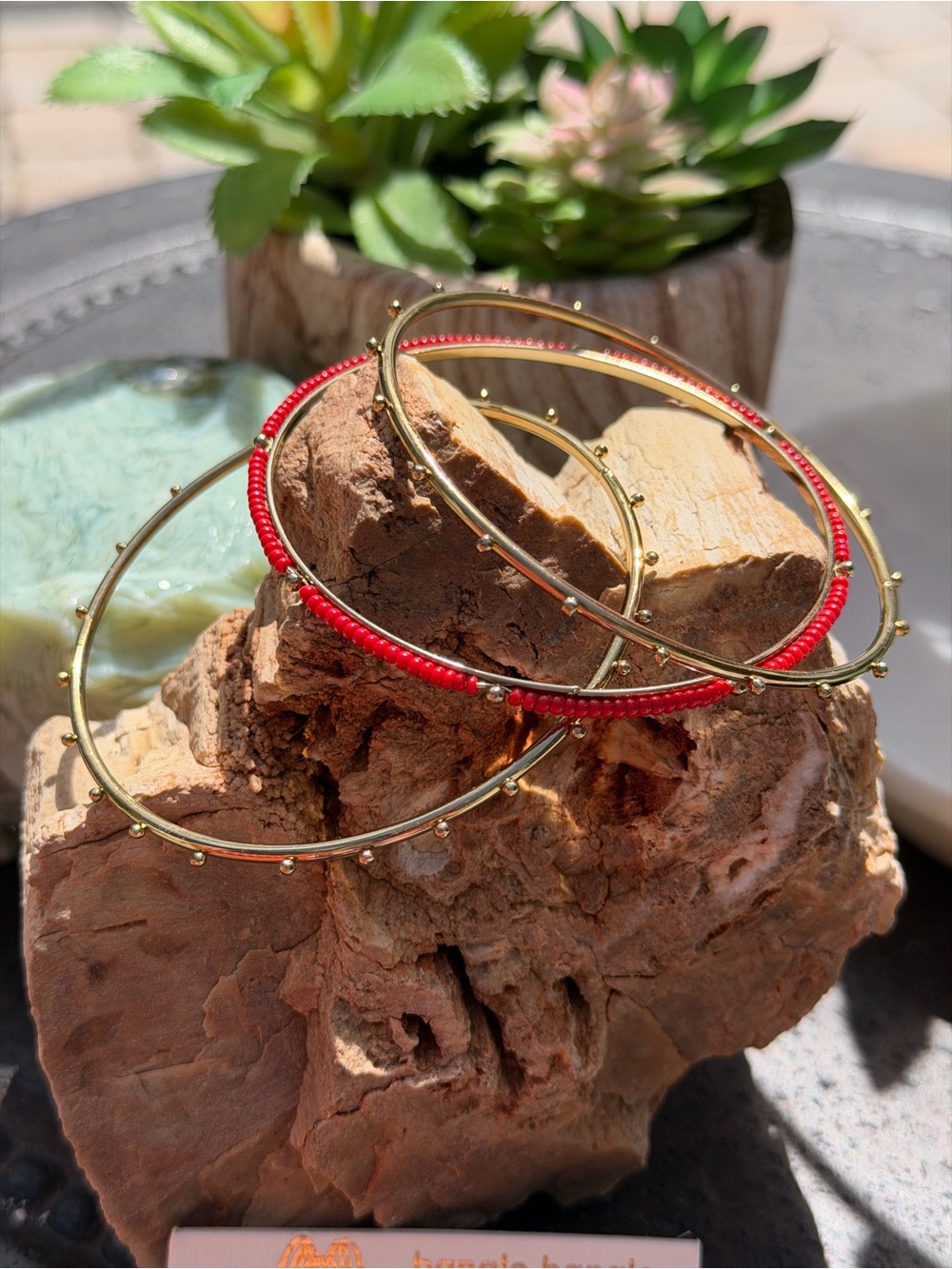 Build A Bracelet Stack -New AMRITA SINGH Bangle Bracelets - Red and Gold 3pc
